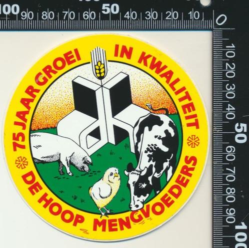 Sticker: De Hoop Mengvoeders - 75 Jaar, Verzamelen, Stickers, Zo goed als nieuw, Bedrijf of Vereniging, Verzenden