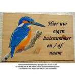 Schilderij huisnummer/naambord op hout met vogel of dier, Huis en Inrichting, Minder dan 50 cm, Oorspronkelijke maker, Nieuw, Ophalen of Verzenden