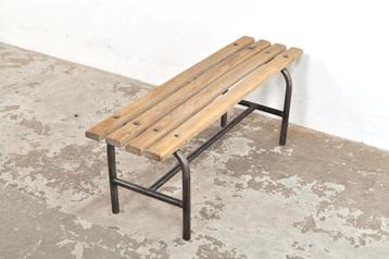 Meerdere vintage industriële bank banken hardhout 120 cm beschikbaar voor biedingen