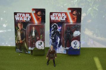 3 Star Wars action figures, 2 nog in doos: Han Solo, Anakin