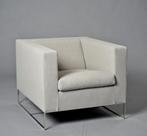 2x Minotti Suitcase Fauteuils - Wit Leder, Chroom Sleden, Ophalen, Gebruikt, Eenpersoons, Minder dan 150 cm