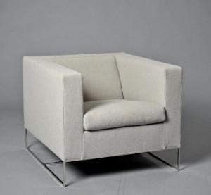 2x Minotti Suitcase Fauteuils - Wit Leder, Chroom Sleden, Huis en Inrichting, Banken | Sofa's en Chaises Longues, Gebruikt, Eenpersoons