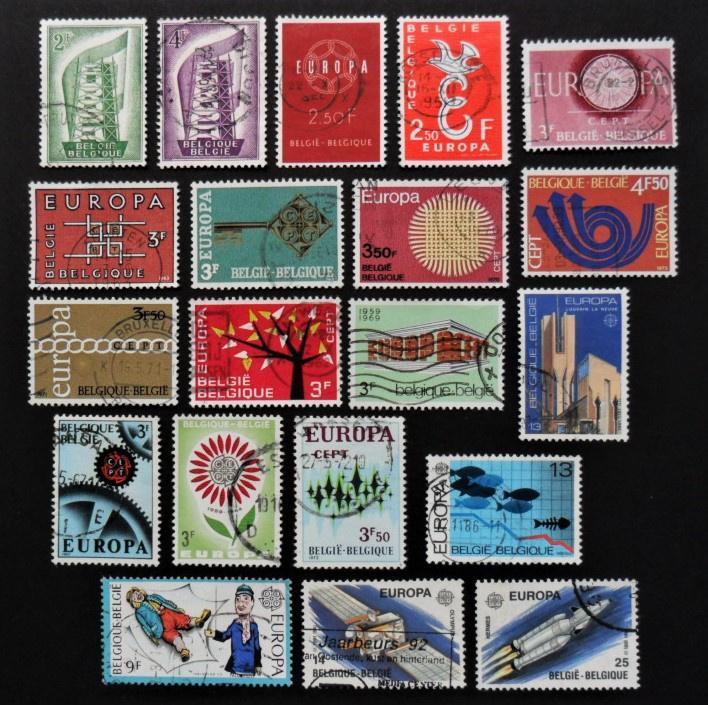 België : 20 Europa CEPT zegels vanaf 1956, Postzegels en Munten, Postzegels | Europa | België, Gestempeld, Europa, Ophalen of Verzenden