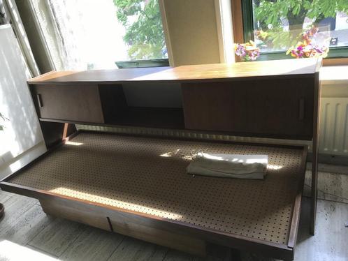 Bedbank met ombouw en lades, Huis en Inrichting, Slaapkamer | Bedden, Gebruikt, Eenpersoons, 80 cm, 190 cm of minder, Hout, Bruin