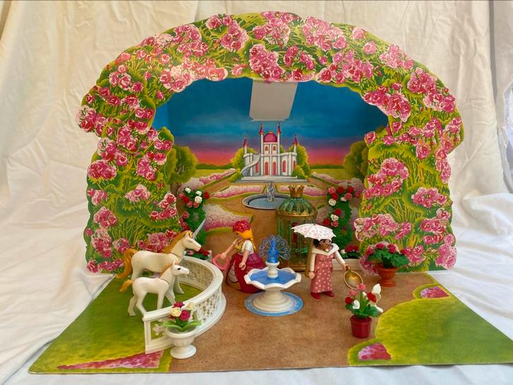 Playmobil prinssen tuin met eenhoorns en een papegaai, Kinderen en Baby's, Speelgoed | Playmobil, Zo goed als nieuw, Complete set