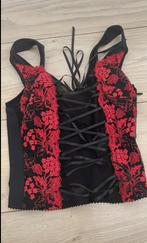 Nieuw - Millesia sexy zwart met rode corset top - XS, Millesia, Ophalen of Verzenden, Zwart, Body of Korset