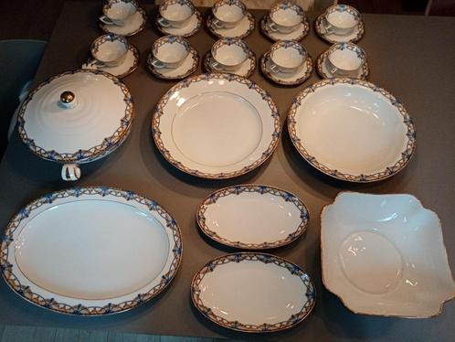 Antiek Limoges servies A. Lanternier –1930 –17-delig –uniek, Antiek en Kunst, Antiek | Servies compleet, Ophalen of Verzenden