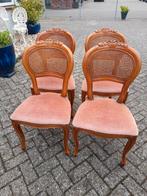 Set 4.noten medaillon stoelen webbing rug, Antiek en Kunst, Ophalen