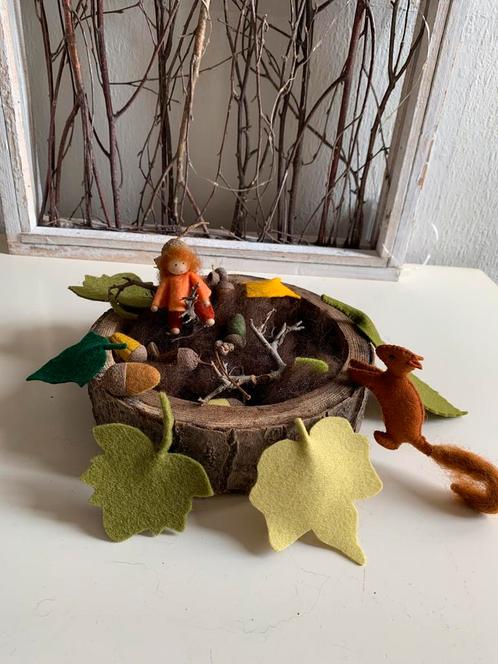 Bos tafereeltje Voor de Seizoenstafel, Hobby en Vrije tijd, Vilt, Nieuw, Figuurtje(s), Wolvilt, Ophalen of Verzenden