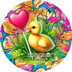 L361 luxe icing kuiken 20cm eetbare taart plaat print, Ophalen of Verzenden, Nieuw, Taarten, Versiering