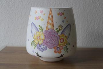 Handgemaakte decoupage vaas – unicorn eenhoorn decoratie beschikbaar voor biedingen