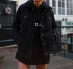 Winter spijkerjas met bont oversized maat S, Ophalen, Zo goed als nieuw, Maat 38/40 (M), Zwart