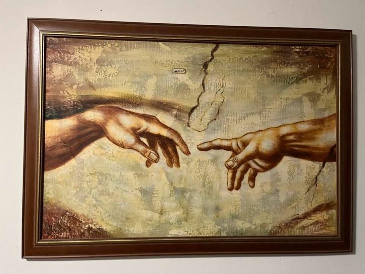 Prachtig handgeschilderd schilderij Adam 71 x 100 cm, Antiek en Kunst, Kunst | Schilderijen | Klassiek, Ophalen of Verzenden