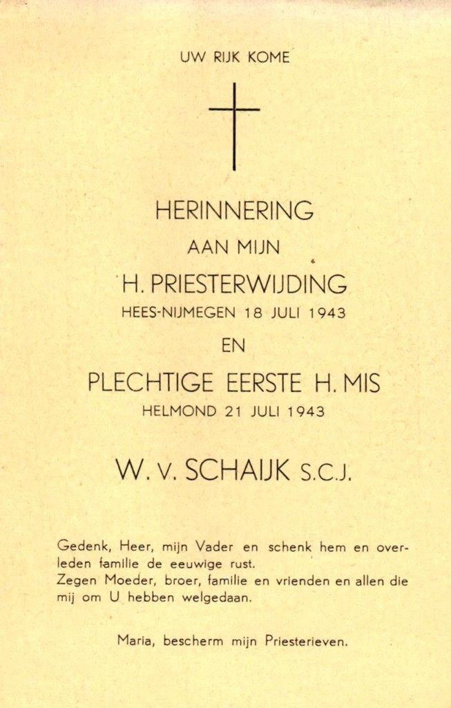 Schaijk van W. 1943 Hees-Helmond, Ophalen of Verzenden