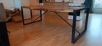 Grote industriële eettafel met houten tafelblad, Huis en Inrichting, Tafels | Eettafels, Ophalen, 200 cm of meer, 50 tot 100 cm