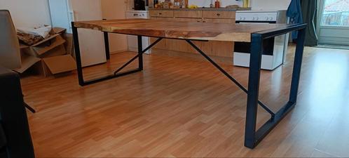 Grote industriële eettafel met houten tafelblad, Huis en Inrichting, Tafels | Eettafels, Zo goed als nieuw, 50 tot 100 cm, 200 cm of meer