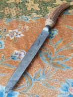 Mooi antiek vleesmes uit Engeland met gewei en zilver 40 cm., Ophalen of Verzenden