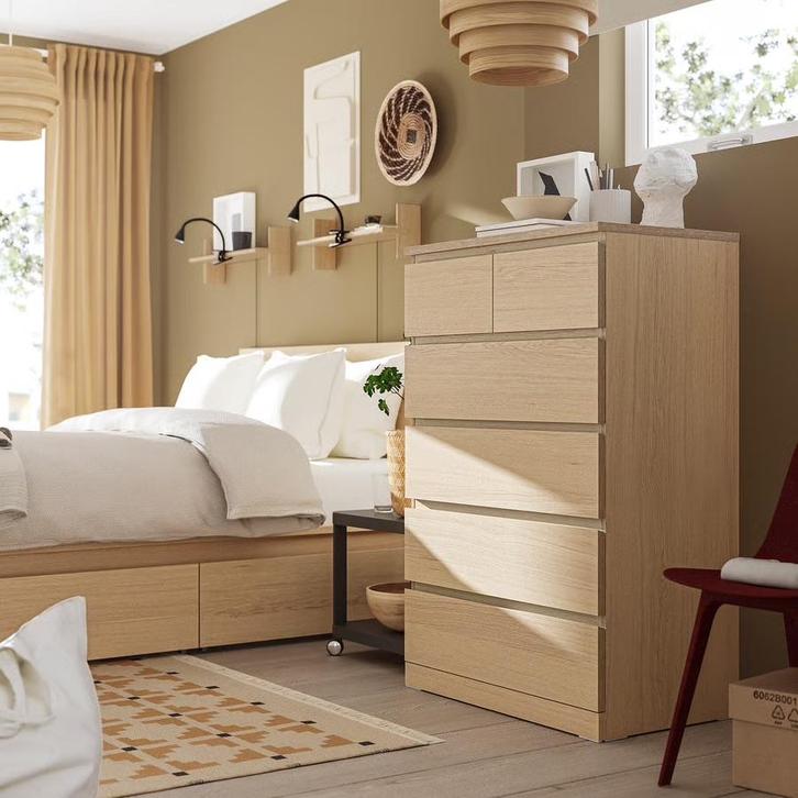 IKEA Malm Ladekast - Wit Gelazuurd Eikenfineer, Huis en Inrichting, Kasten | Dressoirs, Zo goed als nieuw, 50 tot 100 cm, 25 tot 50 cm