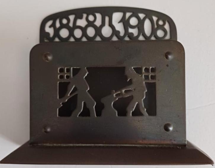 Antiek koperen brieven standaard,beschreven met E M Jaarsma, Antiek en Kunst, Antiek | Kantoor en Zakelijk, Ophalen of Verzenden