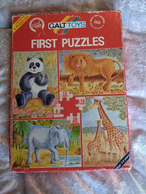 Nette puzzeldoos wilde dieren, Galt Toy"s, olifant, giraffe, Kinderen en Baby's, Speelgoed | Kinderpuzzels, Gebruikt, 10 tot 50 stukjes