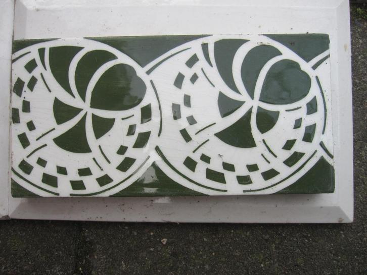48 stuks antieke hollands groene randtegels 7,5x15cm, Antiek en Kunst, Antiek | Wandborden en Tegels, Ophalen