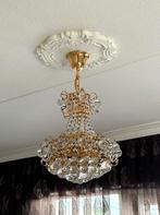 Twee Gouden Antieke Kroonluchters (2 stuks), Huis en Inrichting, Lampen | Kroonluchters, Ophalen of Verzenden, Gebruikt, Glas
