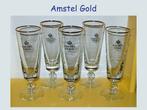 5 stuks Amstel Gold glazen op voet ( zeer oud ), Verzamelen, Biermerken, Ophalen, Zo goed als nieuw, Glas of Glazen, Amstel