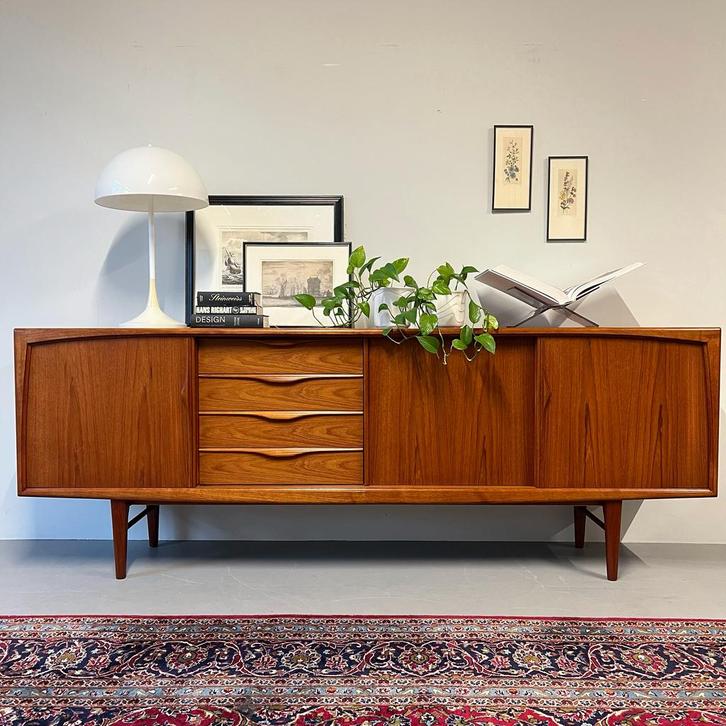 - Vintage deens design dressoir •Axel Christiansen• -, Huis en Inrichting, Kasten | Dressoirs, Gebruikt, 200 cm of meer, 25 tot 50 cm