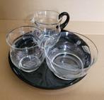 antiek glas servies met zwart (lijkt op Andries Copier), Ophalen of Verzenden