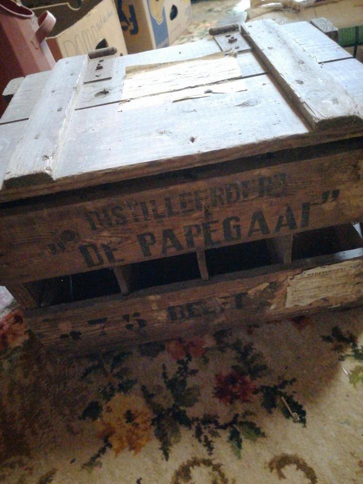 Krat voor sterke drank - de Papegaai, Antiek en Kunst, Curiosa en Brocante, Ophalen
