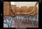 Set van 6 vintage rotan/chromen stoelen, Ophalen of Verzenden
