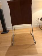 Eetkamer Stoelen Leer & Staal - 4 stuks, Huis en Inrichting, Stoelen, Ophalen, Gebruikt, Bruin, Leer