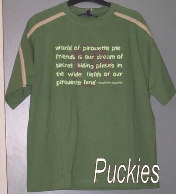 Groen Pirouette t-shirt maat 128 *NIEUW* (6626) 