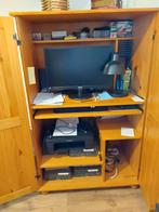Grenen Computermeubel met Opbergruimte, Huis en Inrichting, Kasten | Computermeubels, Gebruikt, 70 tot 120 cm, 120 tot 170 cm