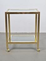 Vintage bar cart trolley serveerwagen regency messing glas, Gebruikt, 50 tot 100 cm, Regency vintage, Ophalen of Verzenden
