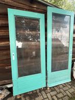 Hardhouten Buitendeur met Glas, Doe-het-zelf en Verbouw, Kozijnen en Schuifpuien, Ophalen, Deurkozijn, Zo goed als nieuw, Inclusief glas
