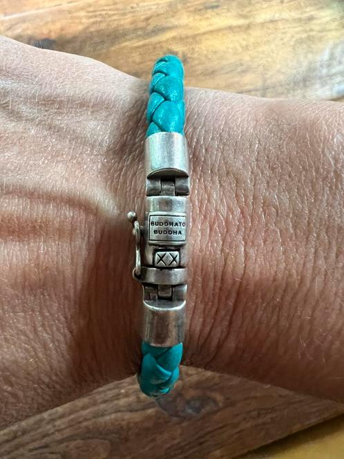 Buddha to buddha leren armband, Sieraden, Tassen en Uiterlijk, Armbanden, Zo goed als nieuw, Leer, Blauw, Ophalen of Verzenden