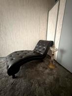Vintage Donkerbruine Chesterfield Lookalike Chaise Longue, Ophalen, Kunststof, Gebruikt, Eenpersoons