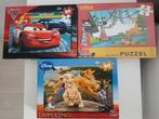 3 Kinderpuzzels - 50 Stukjes, Cars/Lion King, Ophalen of Verzenden, Minder dan 500 stukjes, Zo goed als nieuw, Legpuzzel
