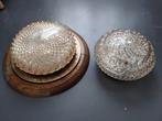 2 Prachtige amber glas vintage brocante plafond/ wandlampen, Ophalen, Glas, Meerdere stylen