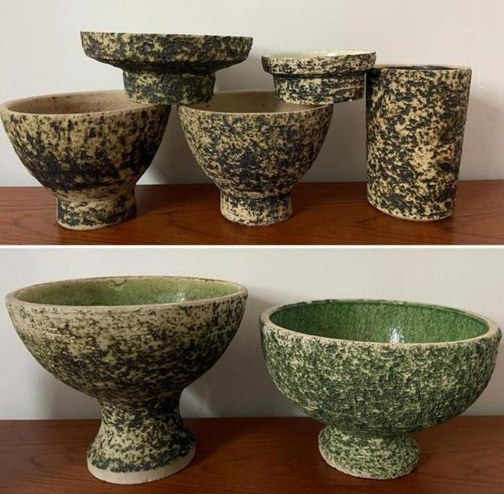 Bloempot schaal kandelaar Berkenbast Chamotte vintage, Antiek en Kunst, Antiek | Keramiek en Aardewerk, Ophalen of Verzenden