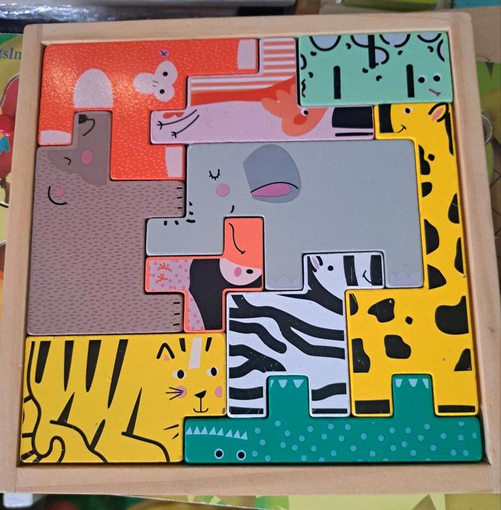 Houten Puzzel HEMA Dieren, Kinderen en Baby's, Speelgoed | Kinderpuzzels, Zo goed als nieuw, 2 tot 4 jaar, 10 tot 50 stukjes, Van hout