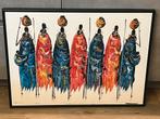 afrikaans schilderij Massai Krijgers, Antiek en Kunst, Ophalen