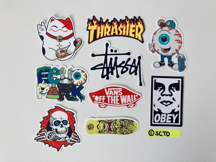 Stickers skate Thrasher Stüssy Vans Mishka Echo Park OBEY, Verzamelen, Stickers, Nieuw, Overige typen, Verzenden