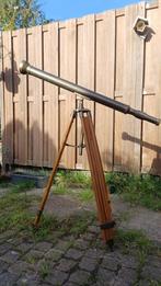 Antieke Messing Telescoop op Houten Driepoot, Audio, Tv en Foto, Optische apparatuur | Telescopen, Ophalen, Gebruikt, Lenzentelescoop (refractor)