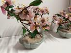 Glazen Bonsai Boompjes Roze Bloemen - Set van 2, Ophalen of Verzenden, Zo goed als nieuw, Binnen