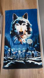 Zachte badlaken met wolvenmotief, Ophalen of Verzenden, Zo goed als nieuw, Blauw, Overige typen