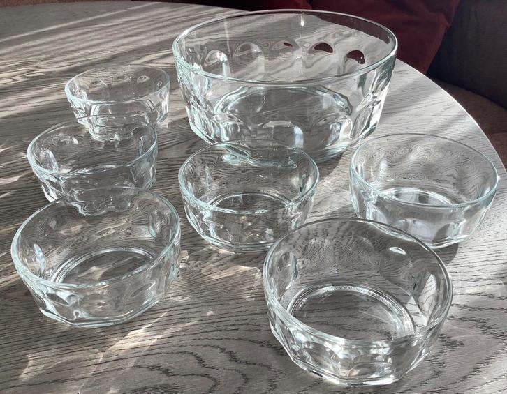 Arcoroc Britannia - Thumbprint - Schalenset - 7 delig, Huis en Inrichting, Woonaccessoires | Schalen en Manden, Zo goed als nieuw