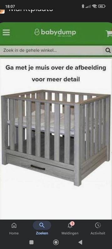 TWF Jasper babybox met lade - lichtgrijs houtlook beschikbaar voor biedingen
