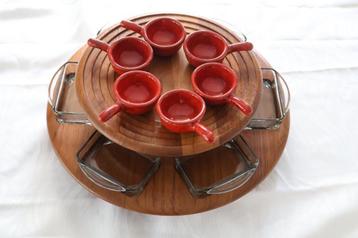 digsmed teak plateau voor hapjes of fondue beschikbaar voor biedingen